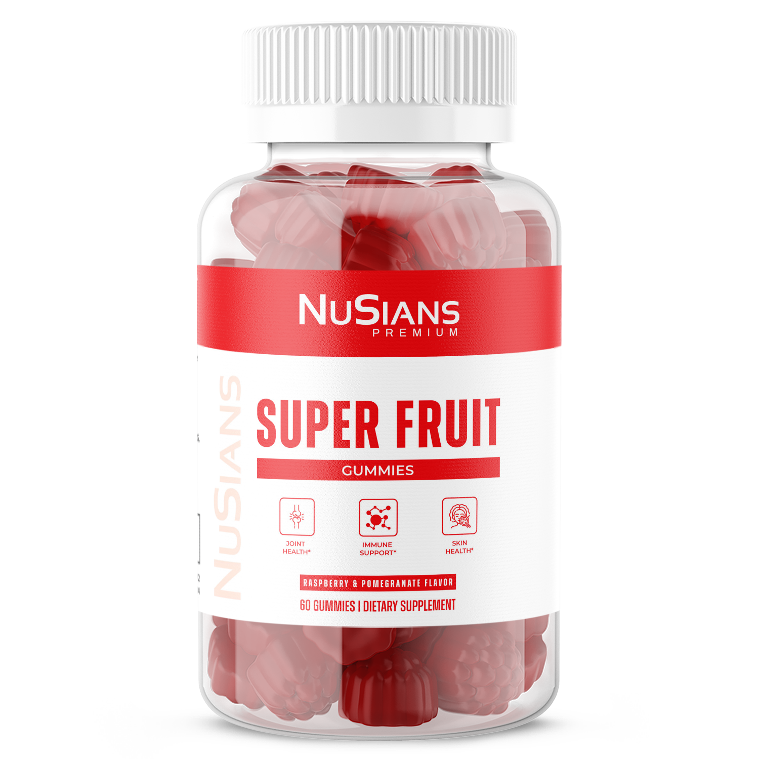 Super Fruit Gummies with Essential Vitamins – Raspberry & Pomegranate Flavor