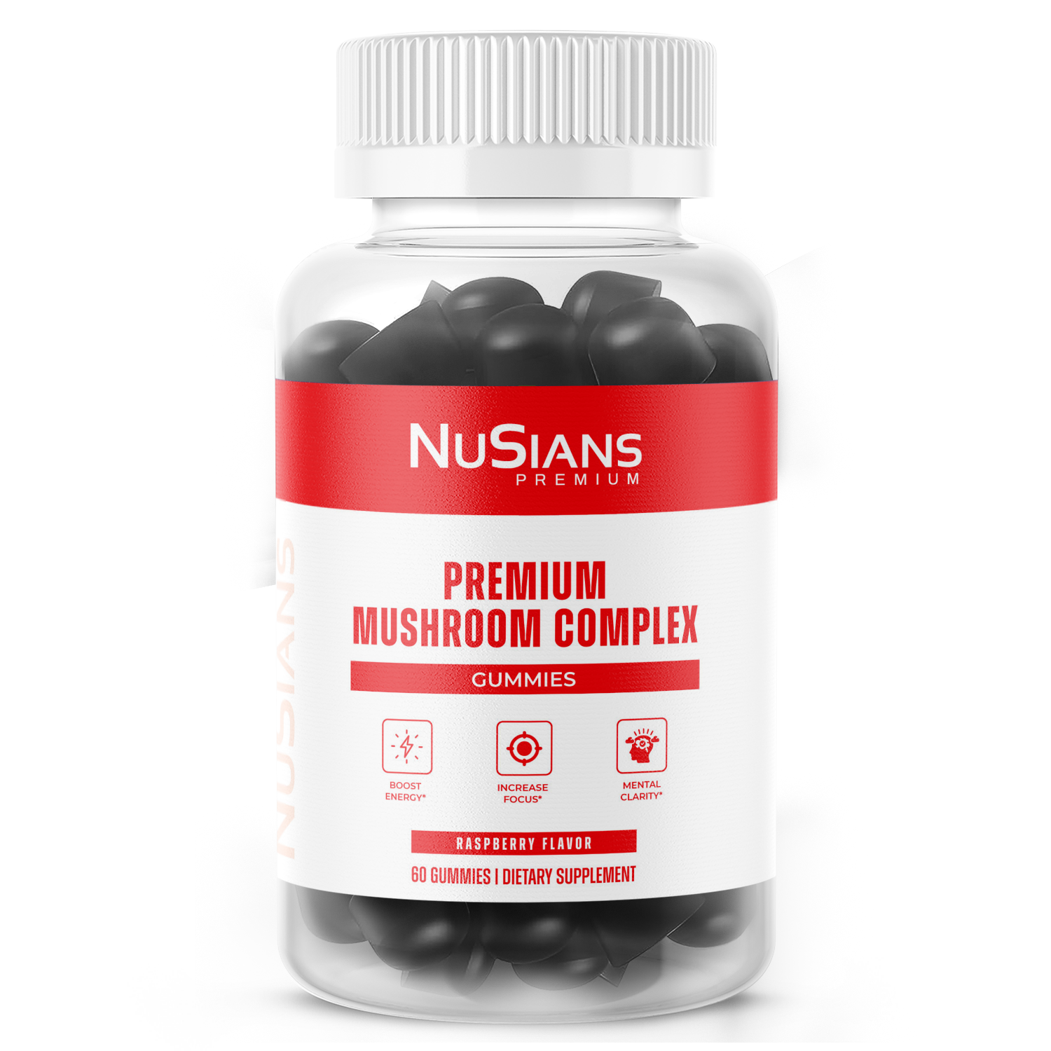 Premium Mushroom Complex Gummies – Raspberry Flavor