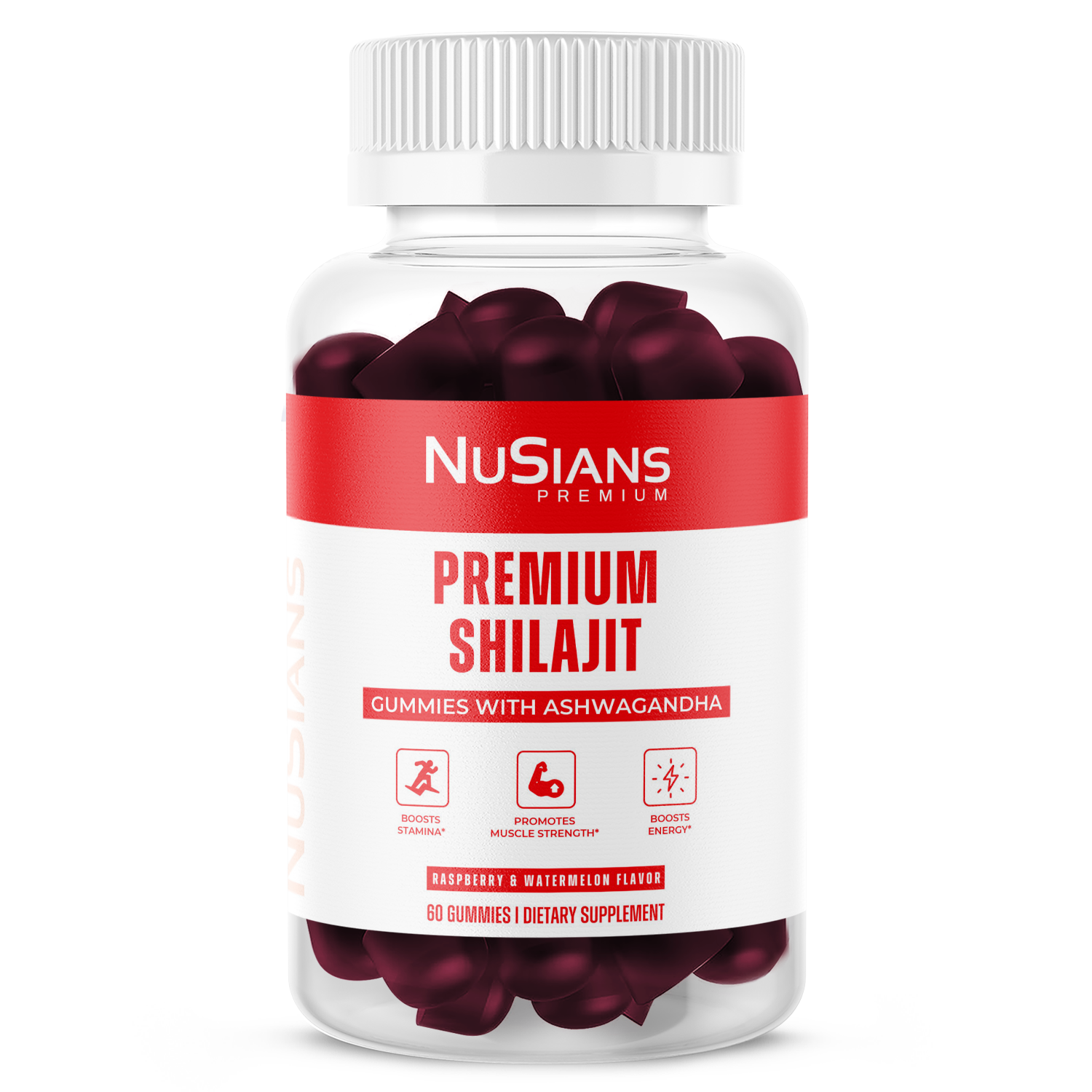 Premium Shilajit Gummies with Ashwagandha – Raspberry & Watermelon Flavor